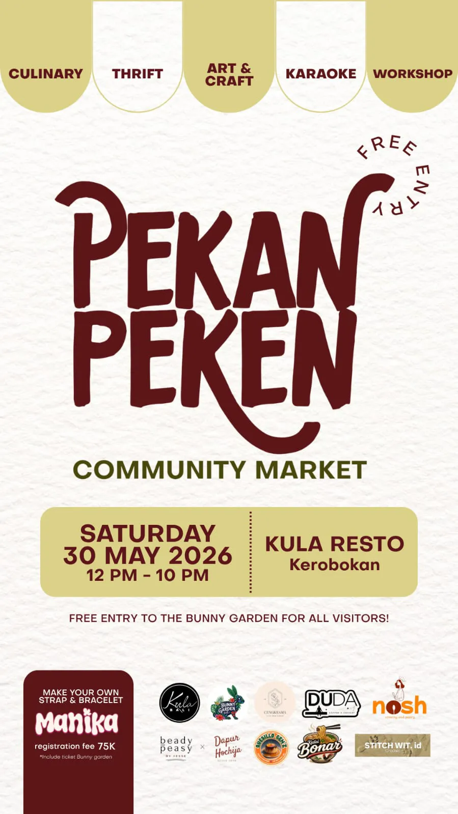 PEKAN PEKEN COMMUNITY MARKET & KELAS MERONCE MANIKA