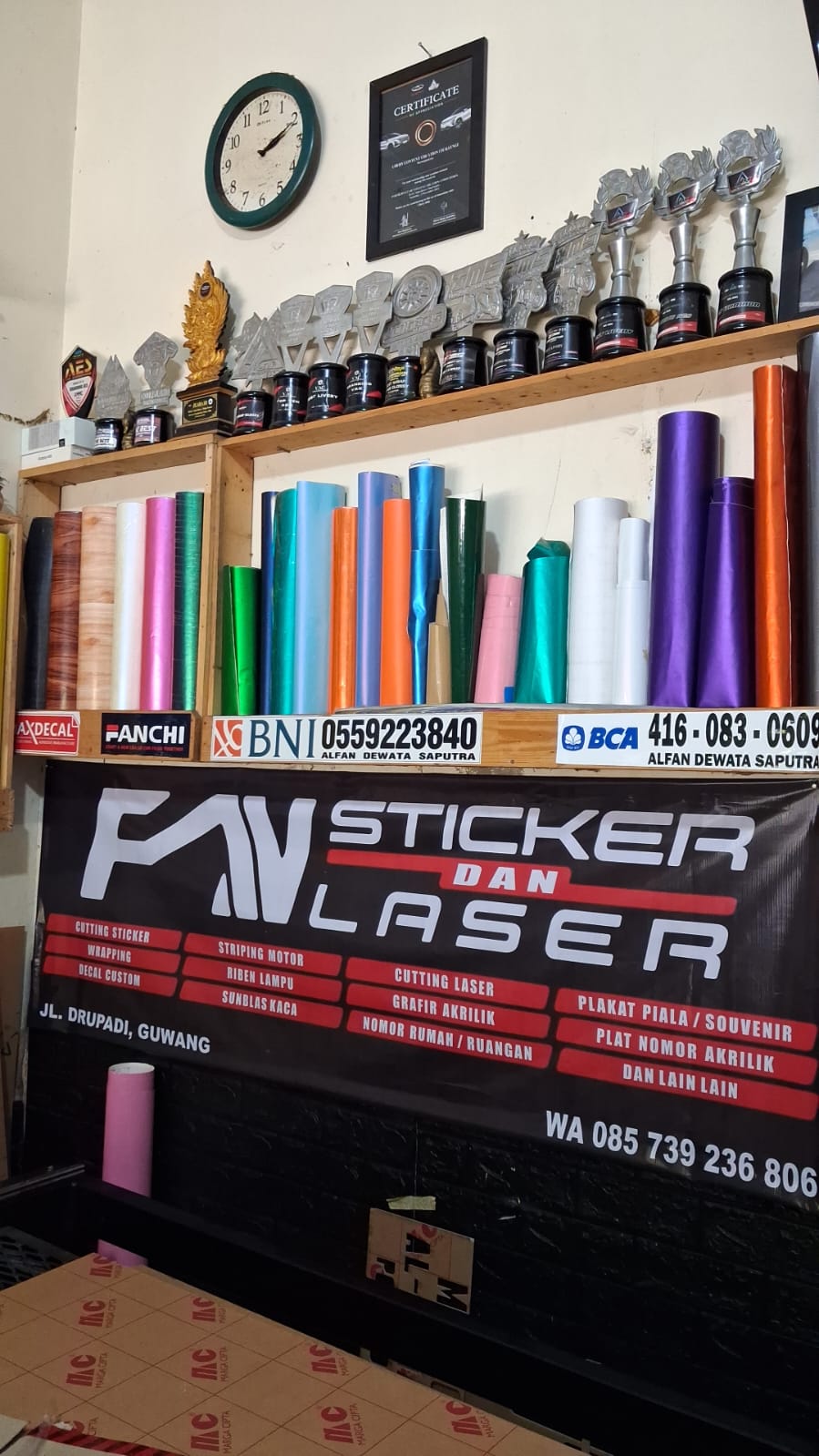Fan sticker dan laser guwang